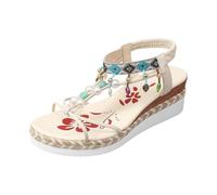 Sandali larghi da donna, eleganti, stile bohémien, con punta aperta e suola leggera, comodi per piedi larghi, suola antiscivolo per la sicurezza, scarpe estive, 01 bianco, 36 EU
