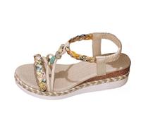 Sandali larghi da donna, eleganti, stile bohémien, con punta aperta e suola leggera, comodi per piedi larghi, suola antiscivolo per la sicurezza, scarpe estive, 04 verde., 39 EU