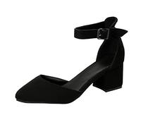 Sandali larghi per le donne per la moda a punta singola scarpe da lavoro alte tacchi punta sandali da donna, Nero , 40 EU