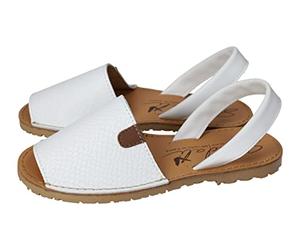 SANDALI M-969 Minorquinas Bianche in Pelle da Donna, Made in Spagna, Modello Classico con Nastro Posteriore che tiene il piede, Made in Spagna, Donna, bianco, 35 EU