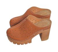 Sandali metallici da donna con tacco suola spessa retrò punta aperta cool drag moda versatile scarpe all'aperto, Arancione, 37 EU