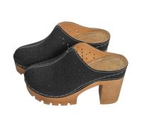 Sandali metallici da donna con tacco suola spessa retrò punta aperta cool drag moda versatile scarpe all'aperto, Nero , 37 EU