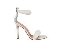 Sandali moderni da donna in microfibra con punta aperta, una linea sottile, tacco alto, chiusura slip-on scarpe da festa, Bianco 8 cm, 41.5 EU