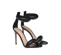 Sandali moderni da donna in microfibra con punta aperta, una linea sottile, tacco alto, chiusura slip-on scarpe da festa, Nero 10 cm, 43 EU