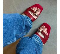 Sandali Mule retrò francesi con punta aperta, sandali slip-on estivi, tacchi alti spessi, infradito CN35,CN36,CN37,CN38,CN39,CN40,CN41,CN42Colore unico