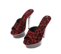 Sandali Muli con Tacco da Donna, Scarpe Eleganti estive, Sandali con Tacco Alto e Tacchi a Spillo per Abiti Estivi da Matrimonio,Rosso,38 EU