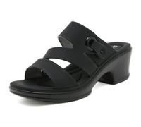 Sandali Muli Minimal Donna Punta Aperta Tre Cinturini Piattaforma Tacco Grosso Dettaglio Anello Comode Casual Estate Scarpe,Nero,36 EU