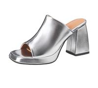 Sandali Muli Piattaforma Donna Punta Aperta Tacco Grosso Chunk Scarpe Tacchi Alti Schiena Aperta Estate Eleganti Festa Matrimonio Vacanza Casual Taglia 34-46,Argento,40 EU
