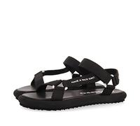 Sandali Neri con Strisce e Chiusura Regolabile per Donna navirai