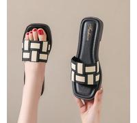 Sandali neri da donna, moda casual con fondo morbido, comodi sandali piatti con punta aperta, adatti per uso esterno, vacanze, ciabatte da casa CN36-37,CN38-39,CN40-41,CN42-43Policloruri di vinile