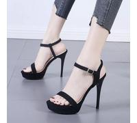 Sandali Neri Eleganti Con Plateau Tacco 12 Cm Perfetti Per Serata Sexy CF50175