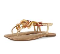 Sandali Neri in Pelle con Dettaglio di Anelli Multicolori per Donna Medley