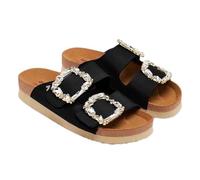 Sandali Neri Tipo BIO con Decorazioni Gioiello per Donne ADERKLAA