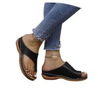 Sandali Ortopedici Con Separatore Dita Pantofole for Alluce Valgo Da Donna Pantofole Estive In Pelle PU Ciabatte Con Plateau In Gomma for Esterni Scarpe Da Spiaggia for Tempo Libero(Black,37 EU)