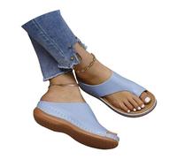Sandali Ortopedici Con Separatore Dita Pantofole for Alluce Valgo Da Donna Pantofole Estive In Pelle PU Ciabatte Con Plateau In Gomma for Esterni Scarpe Da Spiaggia for Tempo Libero(Blue,37 EU)