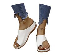 Sandali Ortopedici Con Separatore Dita Pantofole for Alluce Valgo Da Donna Pantofole Estive In Pelle PU Ciabatte Con Plateau In Gomma for Esterni Scarpe Da Spiaggia for Tempo Libero(White,38 EU)