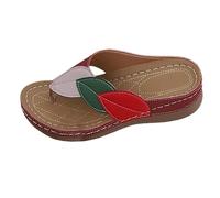 Sandali ortopedici da donna 2026 con supporto per arco del Regno Unito, infradito con zeppa da camminata, vestibilità larga, leggere, antiscivolo, scarpe da spiaggia casual da esterno, Rosso, 36 EU