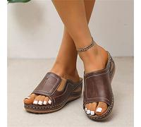 Sandali Ortopedici da Donna Ciabatte da Spiaggia con Zeppa con Supporto per Arco Plantare Sandalo Traspirante Plateau Vintage Mocassini Mule Loafer Scarpe,Marrone,US9/EU40