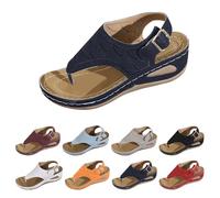 Sandali ortopedici da donna, comodi, aperti, estivi, traspiranti, con plateau, eleganti infradito, Blu marino, 42 EU