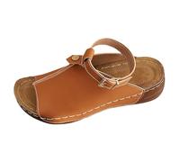 Sandali ortopedici da donna, comodi, ortopedici, con punta aperta, estivi, antiscivolo, con plateau, scarpe da spiaggia, sandali in pelle con supporto per arco plantare, Marrone, 4 UK 3X-Narrow