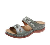 Sandali ortopedici da donna con punta aperta, senza lacci, scarpe ortopediche, estive, da camminare, con ampia vestibilità, pantofole per vacanze, Verde, 36 EU