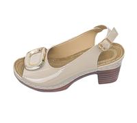 Sandali ortopedici da donna con supporto per arco del Regno Unito, comodi, con zeppa e chiusura a gancio e anello, per fascite plantare, sandali estivi casual da donna, Beige, 4 UK 3X-Narrow