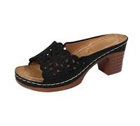 Sandali ortopedici da donna con supporto per arco plantare, sandali larghi da donna per camminare per fascite plantare, scarpe estive con zeppa aperta sulla punta del piede, Nero , 40.5 EU