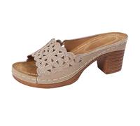 Sandali ortopedici da donna con supporto per arco plantare, sandali larghi da donna per camminare per fascite plantare, scarpe estive con zeppa aperta sulla punta del piede, Beige, 37.5 EU