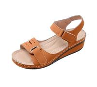 Sandali ortopedici da donna, con tacco a zeppa, antiscivolo, aperti, con plateau, con supporto per l'arco del piede, scarpe aperte da donna in pelliccia sintetica, Colore: arancione., 42 EU