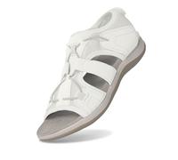 Sandali ortopedici da donna con zeppa, comodi sandali da donna, sandali con pizzo aperto, supporto per l'arco del piede, parte superiore bassa, punta rotonda, sandali casual estivi San, bianco, 38 EU