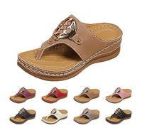 Sandali ortopedici da donna, con zeppa, estivi, con zeppa, con zeppa, super morbidi, con plateau aperti, per la festa della mamma, marrone, 42 EU