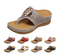 Sandali ortopedici da donna, con zeppa, estivi, con zeppa, con zeppa, super morbidi, con plateau aperti, per la festa della mamma, grigio., 40 EU