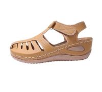 Sandali ortopedici da donna con zeppa, supporto per arco plantare, sandali larghi da passeggio con tacco a zeppa antiscivolo estivi scarpe casual, Giallo, 4 UK 3X-Narrow
