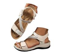 Sandali ortopedici da donna, estivi, con supporto per arco plantare, vestibilità larga, piattaforma aperta, cursori con cinturino regolabile, zeppa, scarpe sportive da spiaggia all'aperto, sandali da