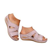 Sandali ortopedici da donna, estivi, con supporto per arco plantare, vestibilità larga, piattaforma aperta, cursori con cinturino regolabile, zeppa, scarpe sportive da spiaggia all'aperto, sandali da