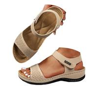 Sandali ortopedici da donna, estivi, con supporto per arco plantare, vestibilità larga, piattaforma aperta, cursori con cinturino regolabile, zeppa, scarpe sportive da spiaggia all'aperto, sandali da