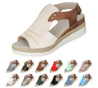 Sandali ortopedici da donna, estivi, con tacco a zeppa, lavabili, morbidi, comodi e confortevoli, con plateau, bianco, 42 EU