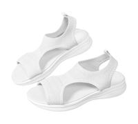 Sandali ortopedici da donna, estivi, eleganti, con zeppa, leggeri, per attività all'aperto, comodi e aperti, da spiaggia, bianco, 37 EU