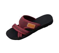 Sandali ortopedici da donna, estivi, per alluce valgo, piatti, comodi, con punta grande, in rete, eleganti, per il tempo libero, Colore: rosso, 39 EU