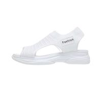 Sandali ortopedici da donna, in maglia, con zeppa, senza lacci, con punta aperta, alla moda, con patch, sportivi, in rete, casual, con plateau, scarpe estive, 01 bianco, 42 EU