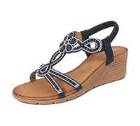 Sandali ortopedici da donna, sandali estivi con strass e glitter, sandali con zeppa, sandali da spiaggia, sandali aperti, sandali per il tempo libero, sandali bohémien per attività all'aperto, sandali