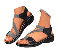 Sandali ortopedici da donna, sandali ortopedici con supporto per arco plantare, sandali larghi da passeggio con zeppa e tacco a zeppa antiscivolo estivi scarpe casual, Nero , 6.5 UK 3X-Narrow