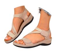 Sandali ortopedici da donna, sandali ortopedici con supporto per arco plantare, sandali larghi da passeggio con zeppa e tacco a zeppa antiscivolo estivi scarpe casual, Beige, 4 UK 3X-Narrow