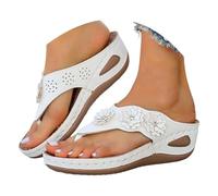 Sandali ortopedici da donna UK - Infradito con supporto per arco plantare e zeppa, pantofole da spiaggia larghe con decorazione floreale, estive, retrò, romane, scarpe antiscivolo per passeggiate