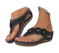 Sandali ortopedici da donna UK - Infradito con supporto per arco plantare e zeppa, pantofole da spiaggia larghe con decorazione floreale, estive, retrò, romane, scarpe antiscivolo per passeggiate