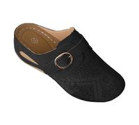 Sandali ortopedici da donna UK Mules punta chiusa sandali larghi da donna zoccoli comodi sandali ortesi estivi casual slip on scarpe senza schienale camminare, Nero , 38 EU