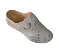 Sandali ortopedici da donna UK Mules punta chiusa sandali larghi da donna zoccoli comodi sandali ortesi estivi casual slip on scarpe senza schienale camminare, Grigio, 38.5 EU