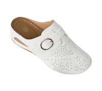 Sandali ortopedici da donna UK Mules punta chiusa sandali larghi da donna zoccoli comodi sandali ortesi estivi casual slip on scarpe senza schienale camminare, bianco, 36.5 EU