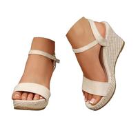 Sandali ortopedici da donna Word ultra leggeri, casual, comodi e versatili sandali da donna bohémien sandali da donna con cinturino sottile piatto effetto metallizzato per sera estate, beige, 37.5 EU