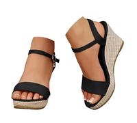 Sandali ortopedici da donna Word ultra leggeri, casual, comodi e versatili sandali da donna bohémien sandali da donna con cinturino sottile piatto effetto metallizzato per sera estate, Le Noir, 40.5